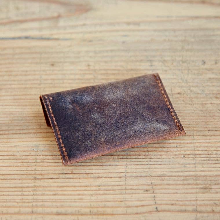 Buffalo Leather Coin Purse - Small Coin Wallet: Brown