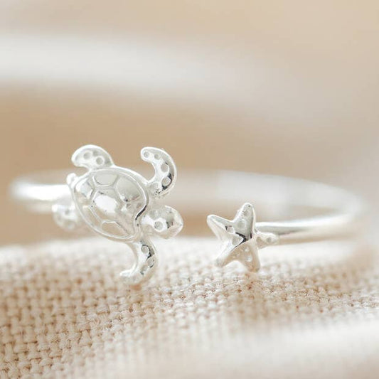 Adjustable Sterling Silver Turtle Ring