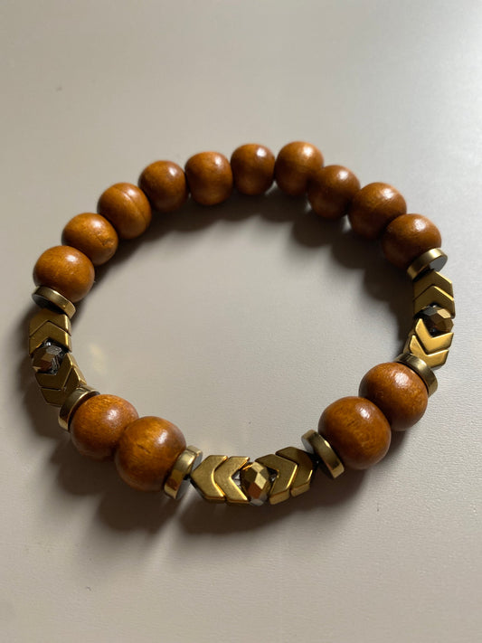 Gist Jewellery Wooden Bead Bracelet Brown