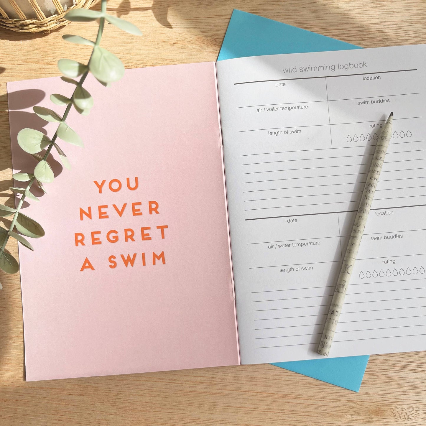 Wild swimming logbook into the sea - sea swimming notebook