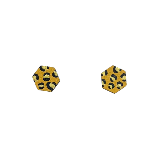 Mini hexagon leopard print hand painted mustard and gold