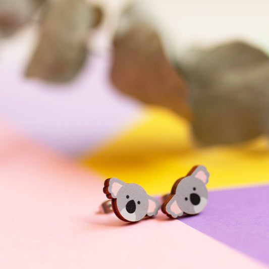 Koalas - Eco friendly wooden stud earrings