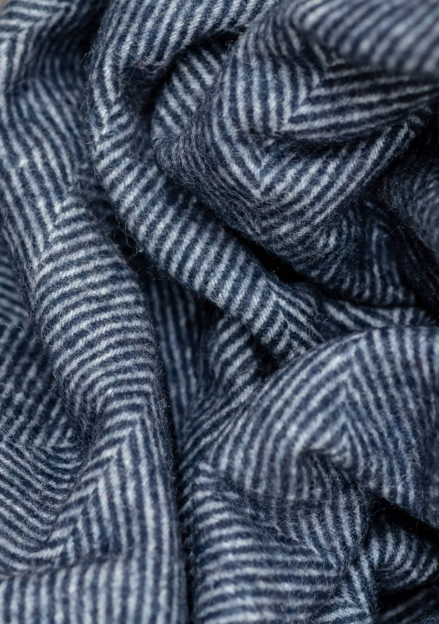 Recycled Wool Knee Blanket in Navy Herringbone