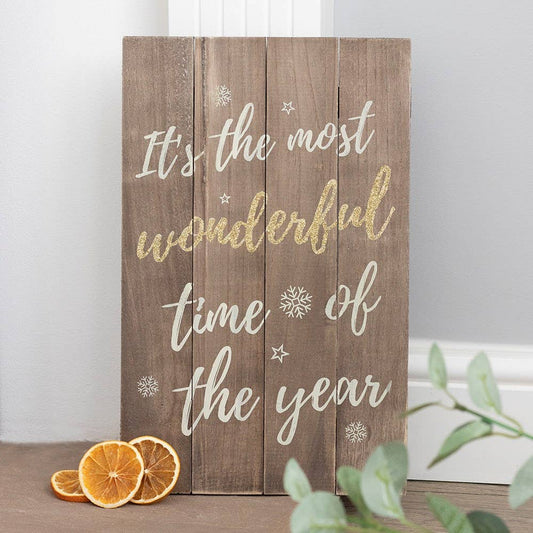 Most Wonderful Time of the Year Wooden Christmas Plaque