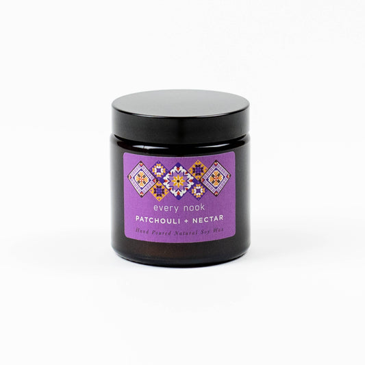 Every nook small scented soy candle: Patchouli + Nectar