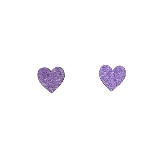 Hand painted mini metallic purple heart earring studs