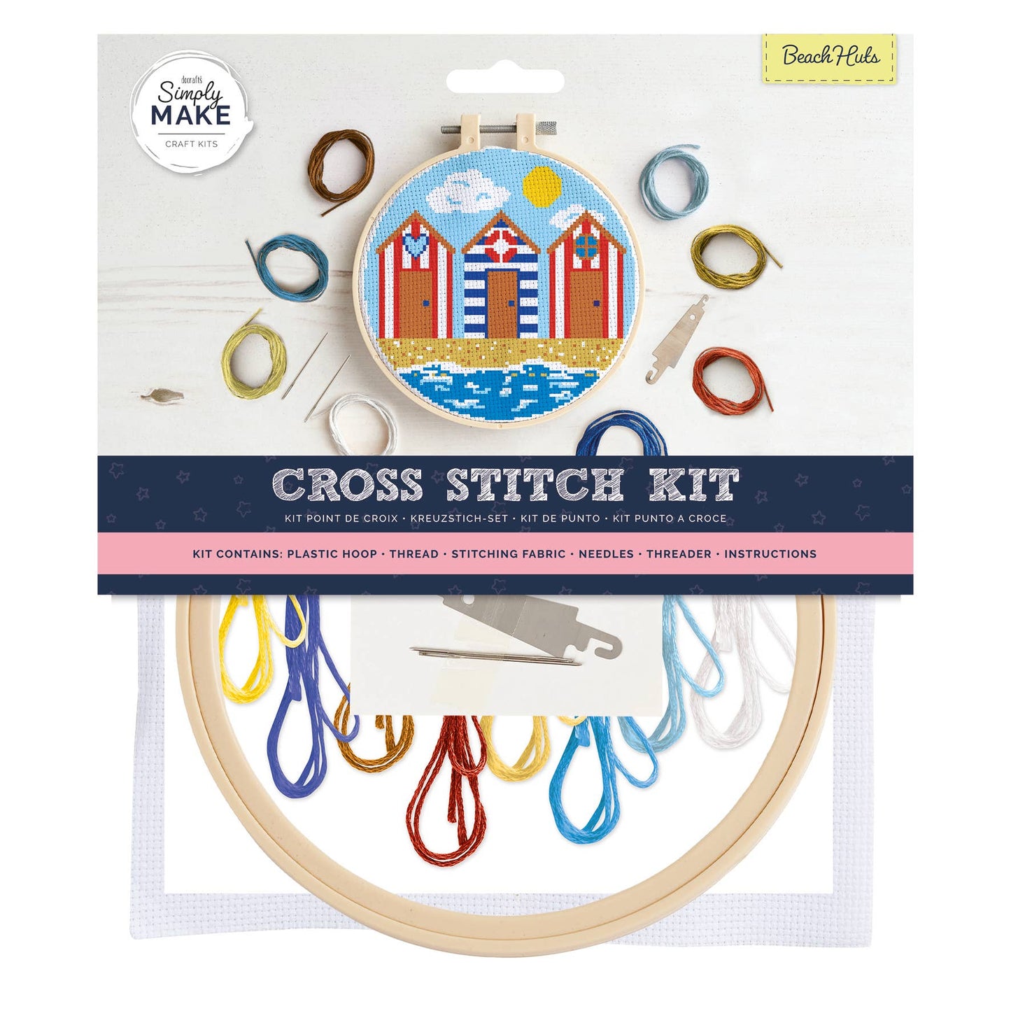 Simply Make Cross Stitch Kit - Beach Huts