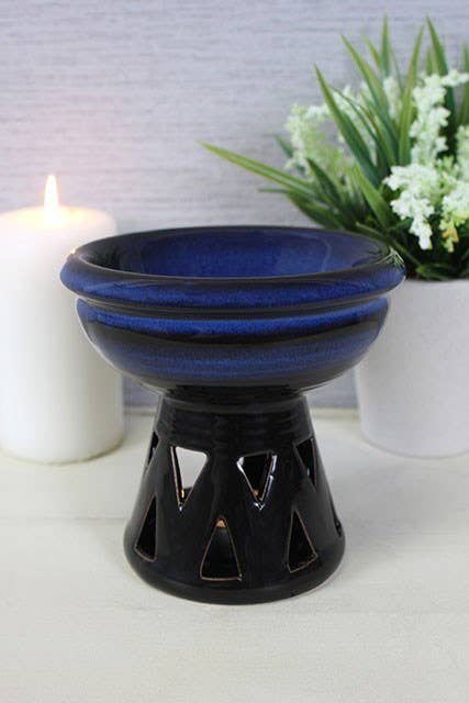 Deep Bowl Blue Oil Burner and Wax Warmer