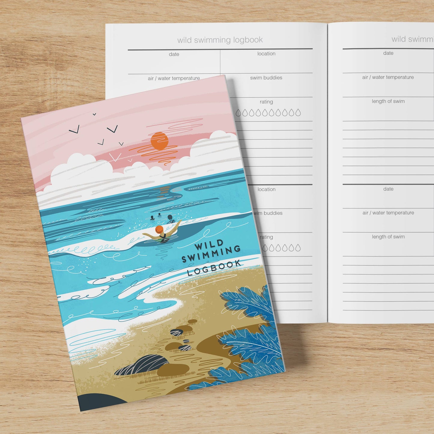 Wild swimming logbook into the sea - sea swimming notebook