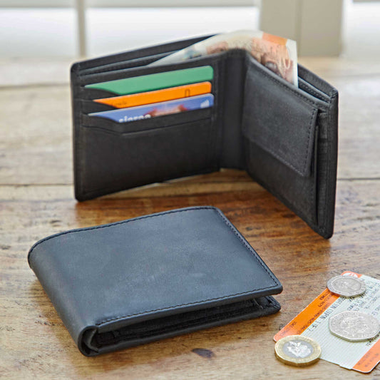 Handmade Buffalo Leather Wallet: Black