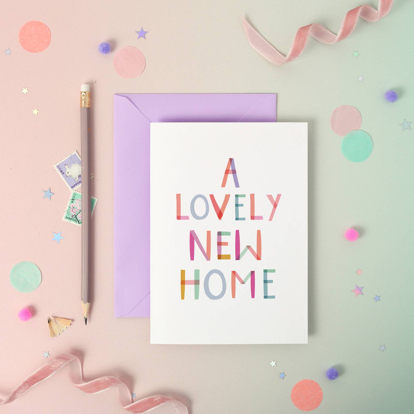 Lovely New Home  – Luxury Foiled Rainbow Greeting Card: Naked and Nested