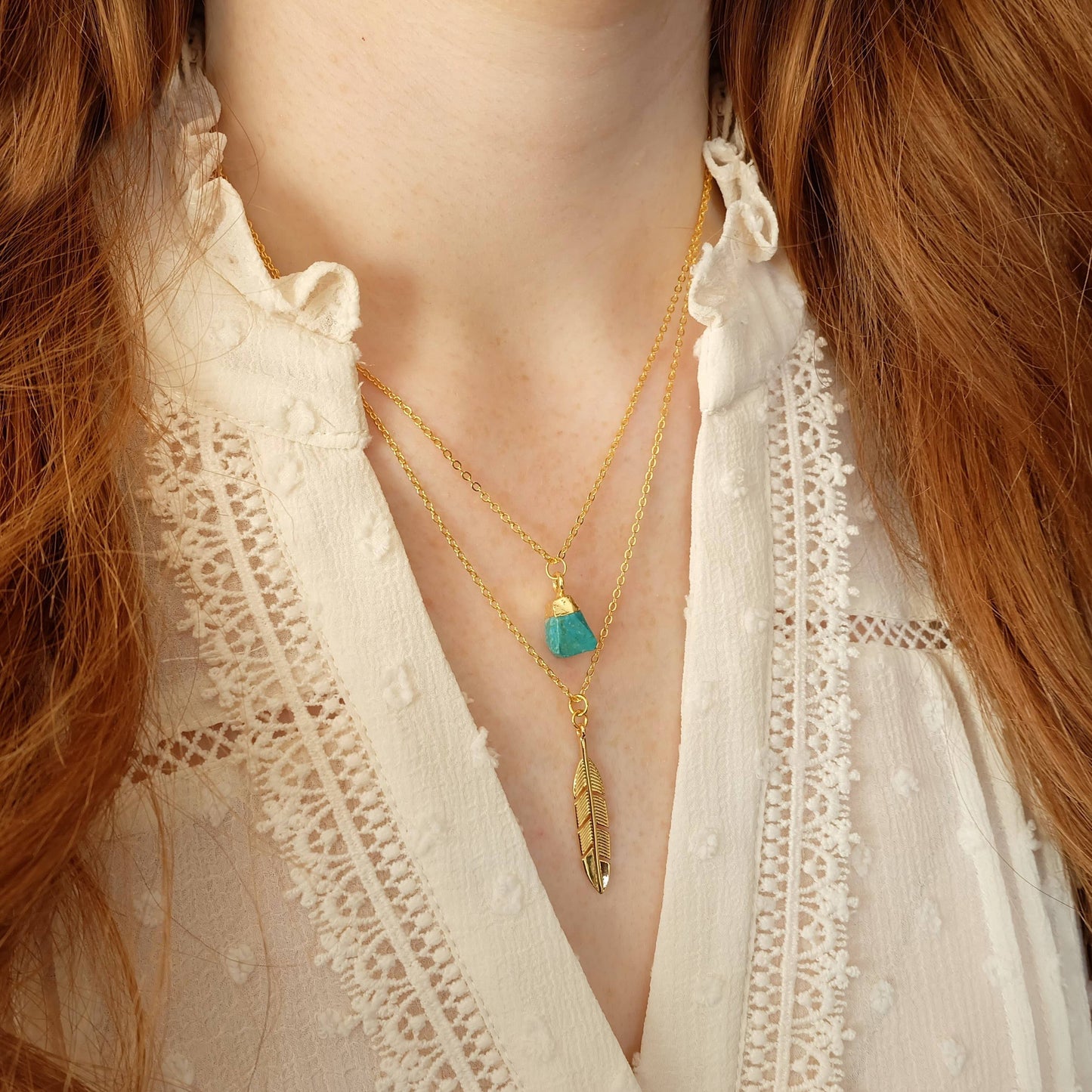 Augusta - Turquoise Gemstone Nugget Necklace