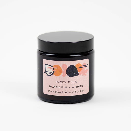 Every nook small scented soy candle: Black Fig + Amber