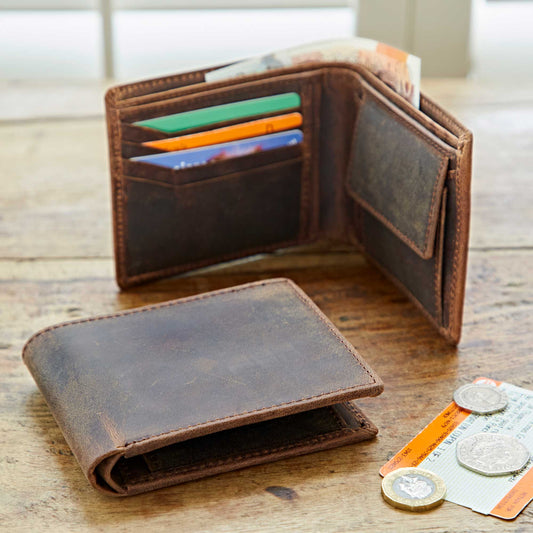 Handmade Buffalo Leather Wallet: Brown