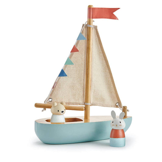 Sailway Wooden Toy Boat with Bubble and Squeak Dolls