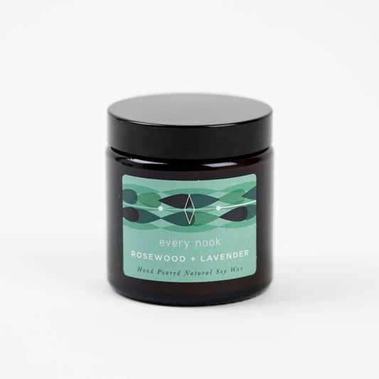 Every nook small scented soy candle: Rosewood + Lavender