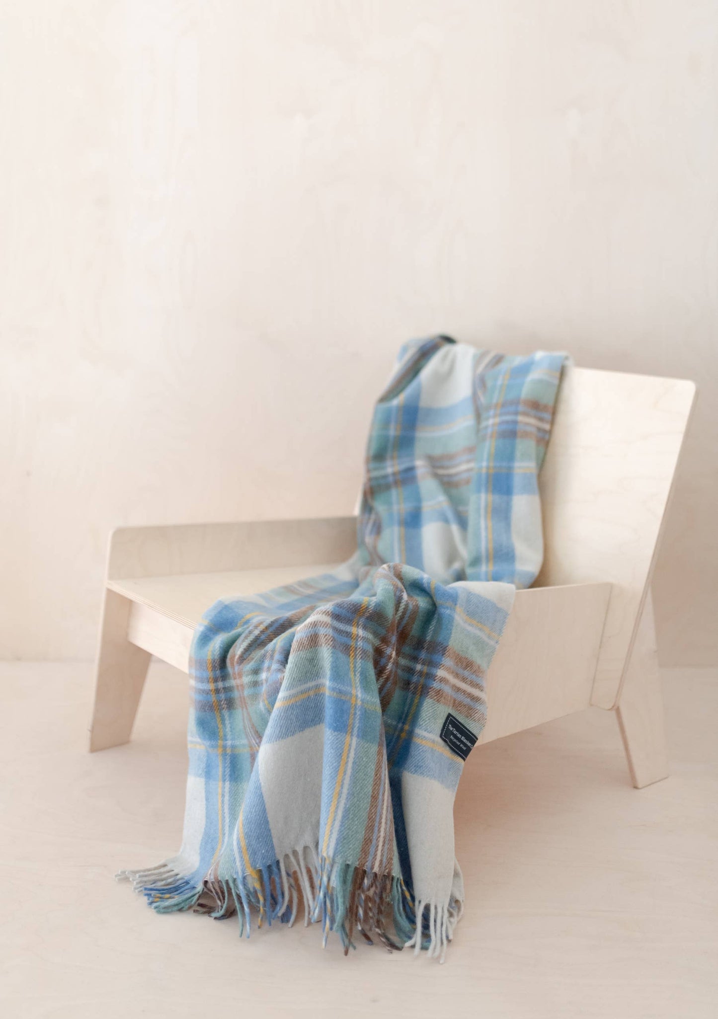 Recycled Wool Knee Blanket in Stewart Muted Blue Tartan