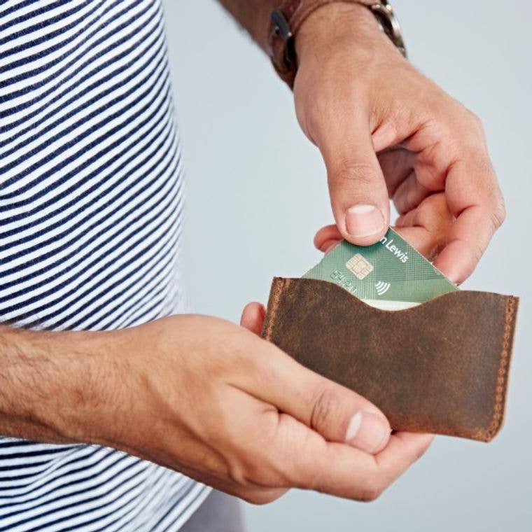 Buffalo Leather Slim Credit Card Holder - Handmade: Brown