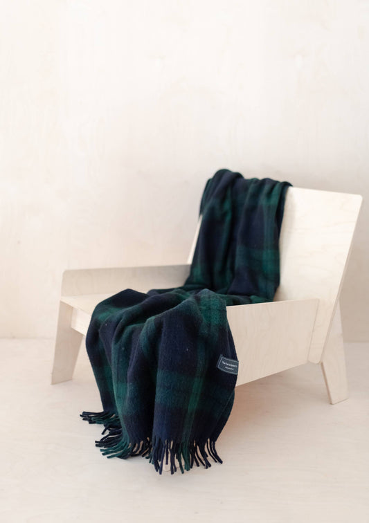 Recycled Wool Knee Blanket in Black Watch Tartan