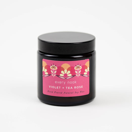 Every nook small scented soy candle: Violet + Tea Rose