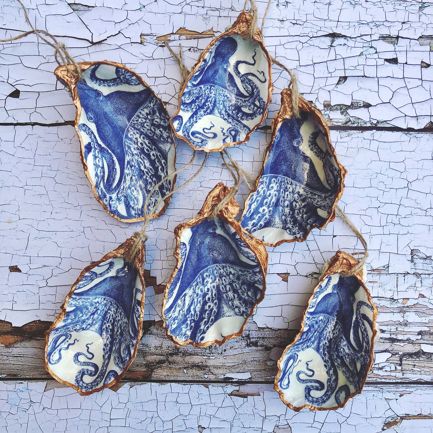 Oysters and Ink Decorated Oyster Shell